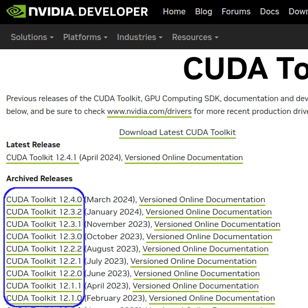 CUDA Toolkit Archive