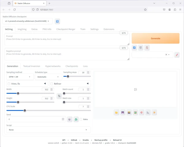 Windows版Stable diffusion