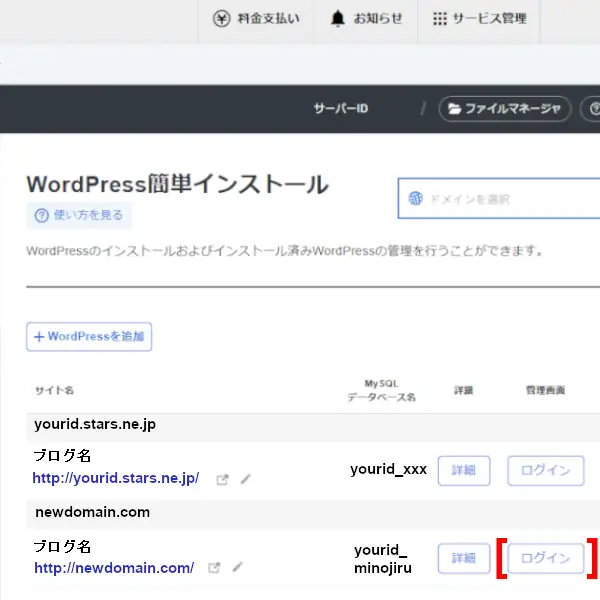 ワードプレスログイン